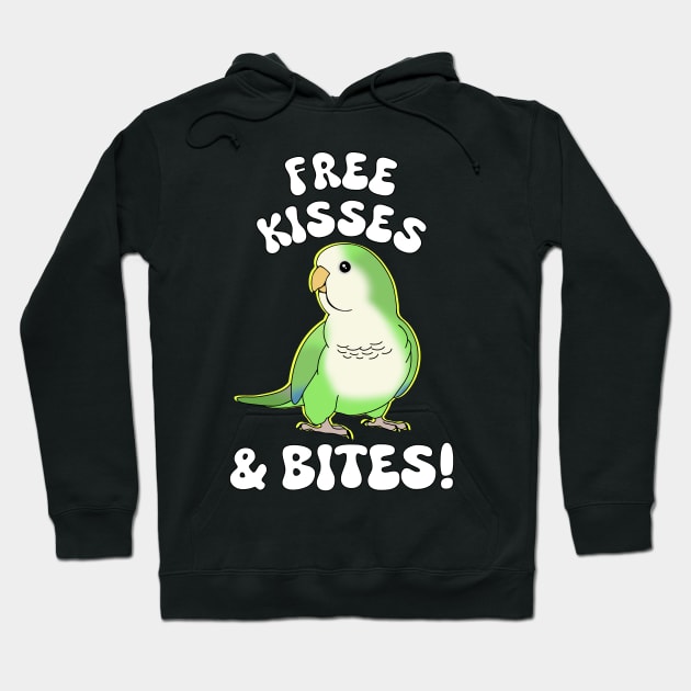 Free kisses & bites! green quaker parrot Hoodie by FandomizedRose